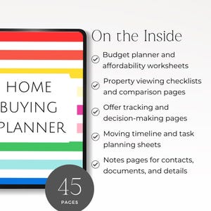 home buying planner printable PDF for first time buyers
house hunting planner template with budget and viewing tracker