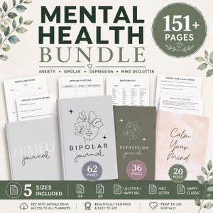 Mental Health Bundle Bipolar Disorder Journal Printable Anxiety Journal Digital Mental Health Planner Depression Planner for Mind Declutter
