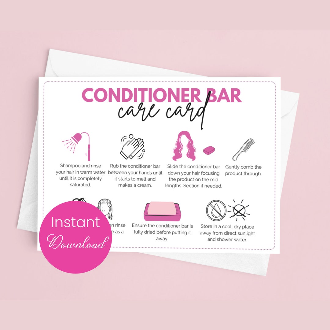 Conditioner Care Card Solid Conditioner Bar Instructions Eco Hair
