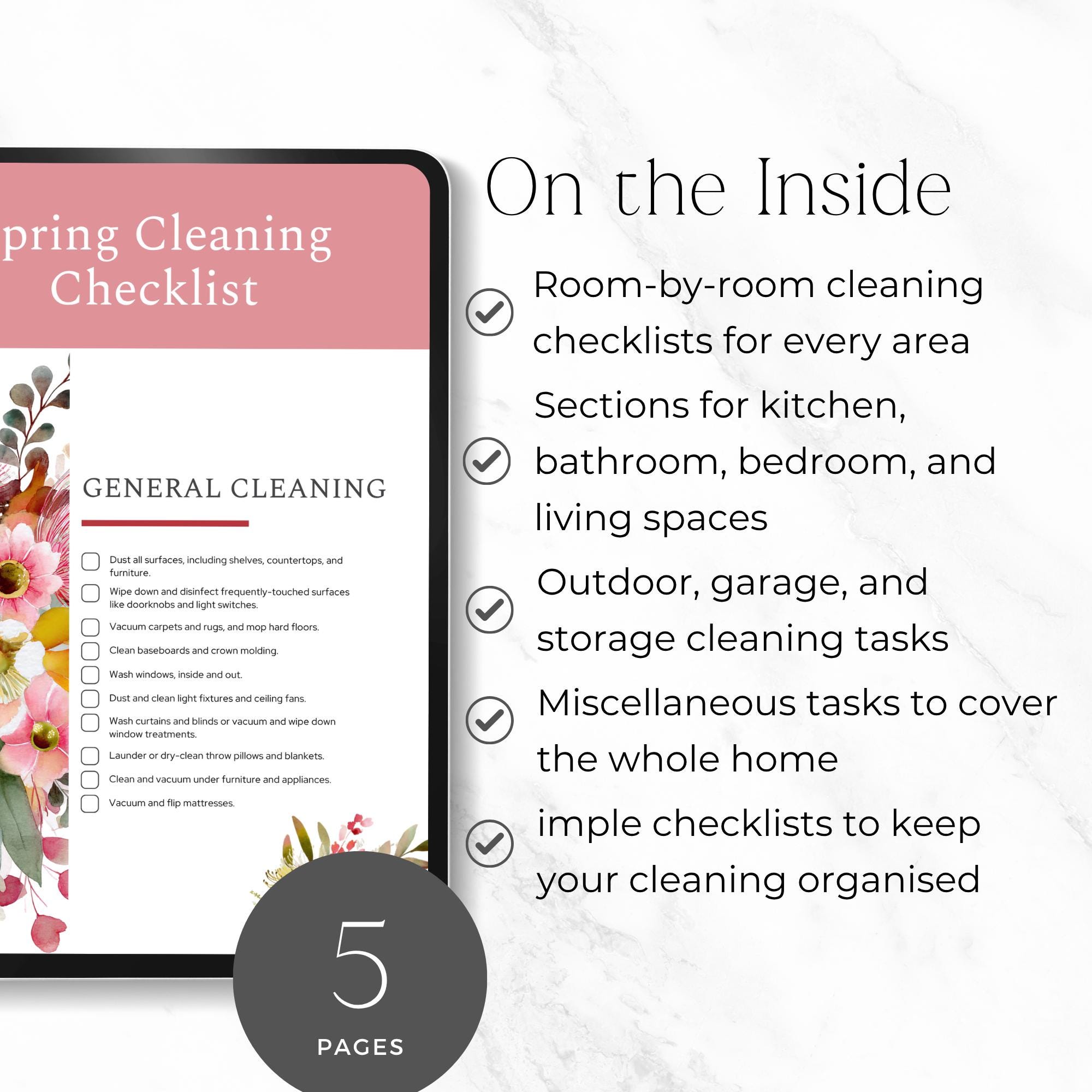 Spring Cleaning Checklist Printable, Aesthetic Home Reset Planner ...