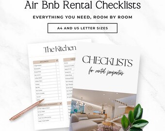 Modello di checklist Airbnb, lista di pulizia personalizzabile per gli host, inventario per case vacanza, guida al turnover per la pubblicazione di annunci immobiliari su VRBO (Sprint 1).