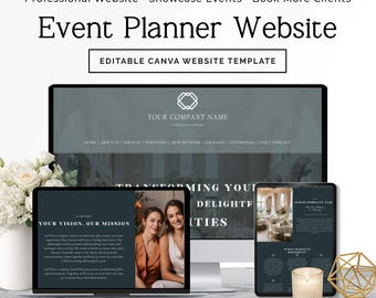 Event Planner Website Template Canva Editable Event Management Webpage for Event Coordinator Landing Page Party Planner Phase 4
