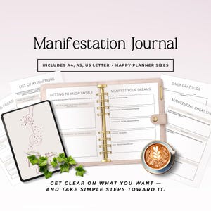 マニフェステーションジャーナルPDF | 引き寄せの法則ワークブック | 豊かさプランナー | マインドセットリセット | 感謝ジャーナル | 即時ダウンロード、スプリント