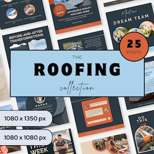 Roofing Social Media Templates Roofer Instagram Posts Editable Marketing Posts for Roofing Business Bundle Roofing Promotional Templates