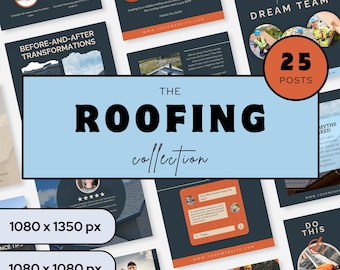 Roofing Social Media Templates Roofer Instagram Posts Editable Marketing Posts for Roofing Business Bundle Roofing Promotional Templates