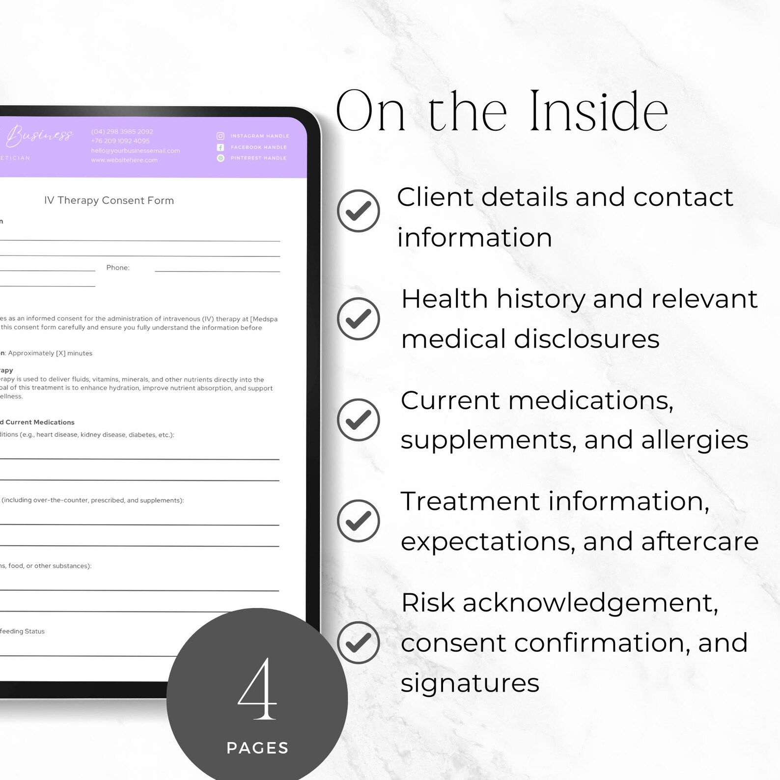 Iv Consent Form IV Therapy Consent Form Template, Med Spa IV Hydration Intake Form ...