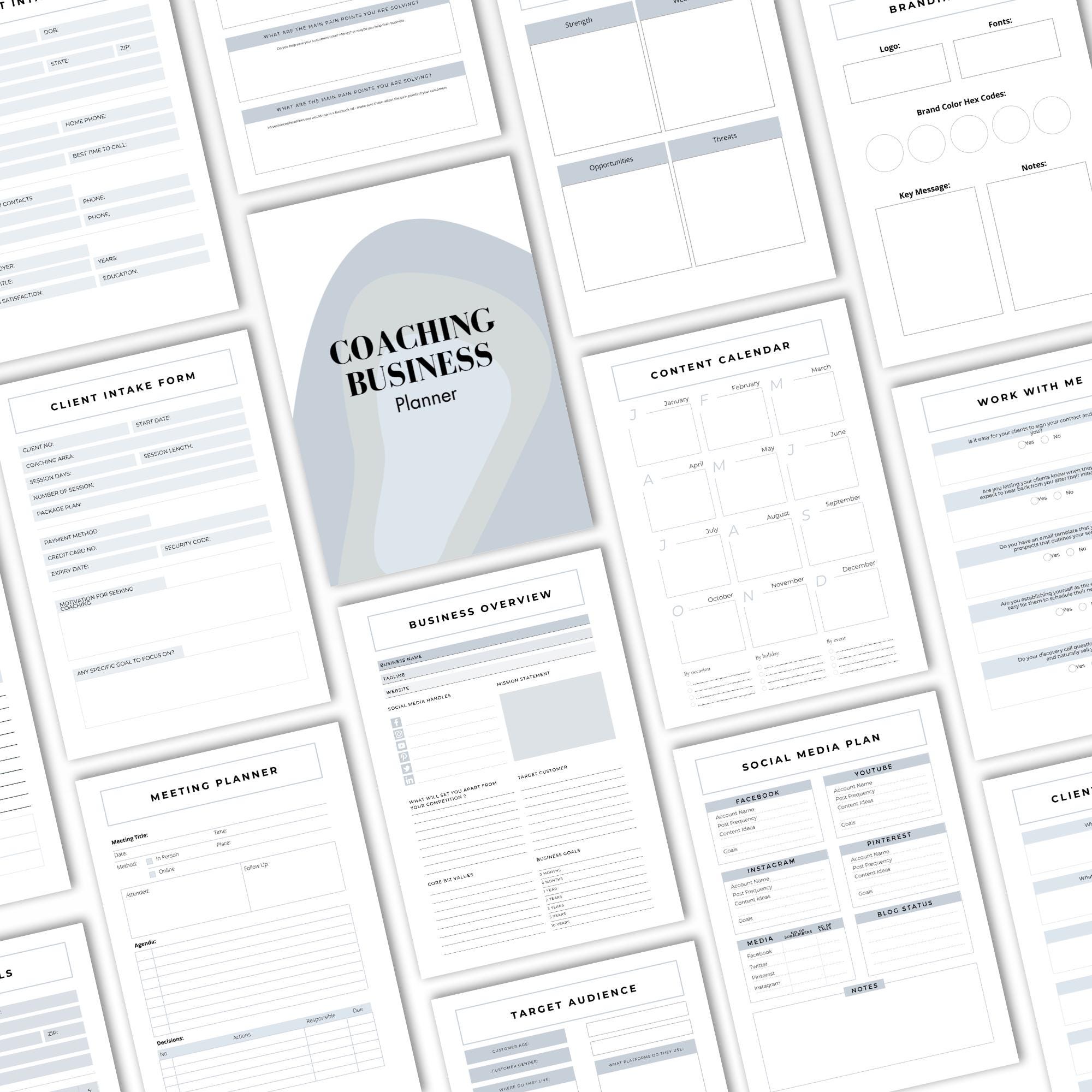 Coaching Business Planner Printable, Client Intake Forms, Session ...