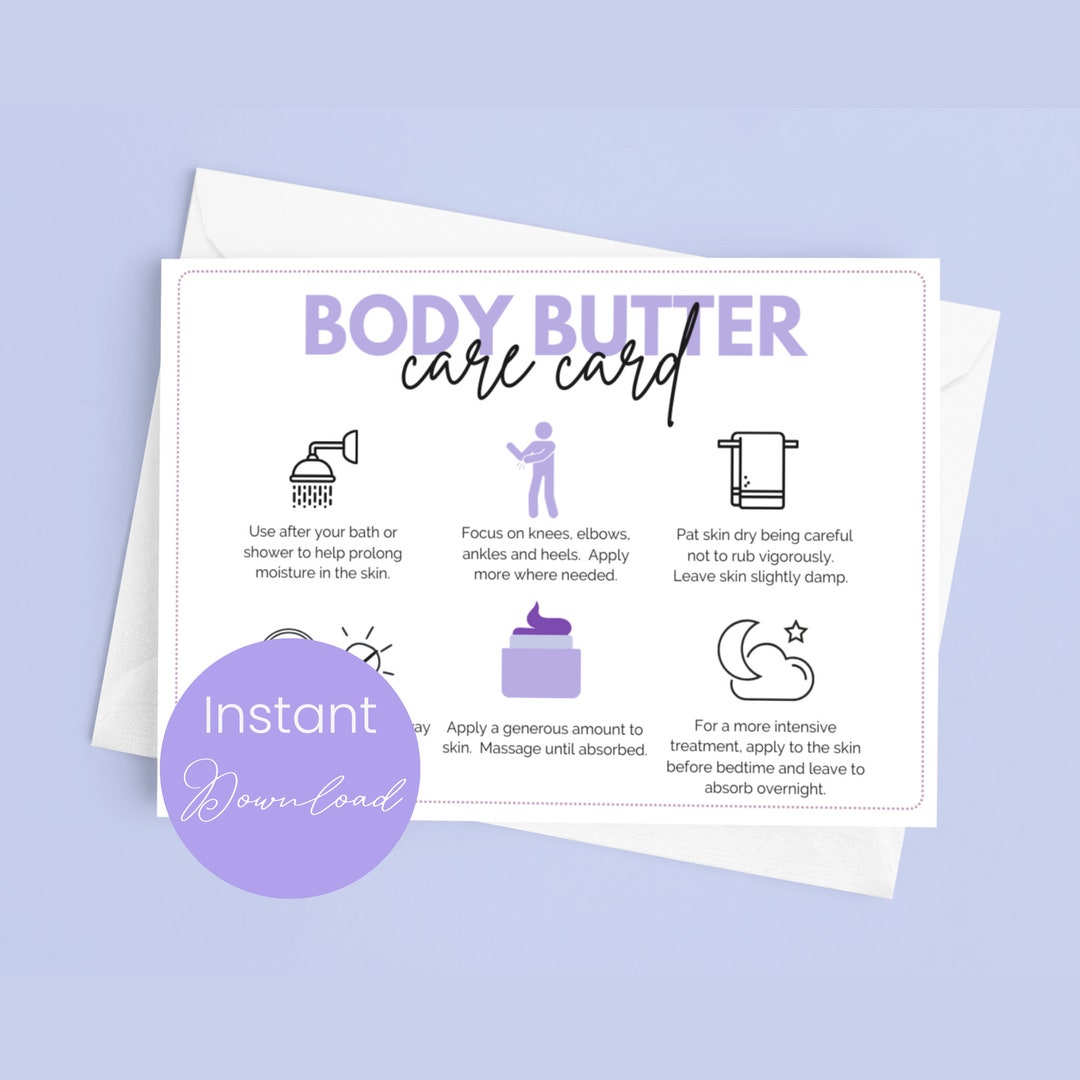 Body Butter Care Card Template Whipped Body Lotion Instructions Printable Body Souffle Customer