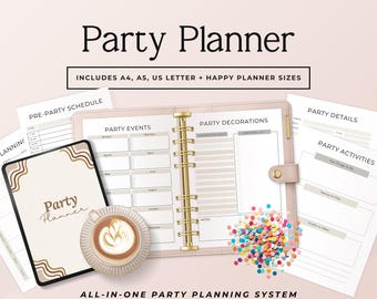 Paquete imprimible para planificar fiestas de cumpleaños, lista de verificación para cumpleaños infantiles en PDF, kit de planificación de fiestas, lista de invitados, control de presupuesto, descarga instantánea P2