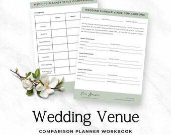 Plantilla de comparación de lugares para bodas / Hoja de evaluación de lugares / Formulario editable de Canva Planner / A4 y Carta estadounidense, Sprint