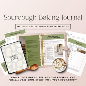 Sourdough Baking Journal, Digital Recipe Tracker, Sourdough Starter Log, Printable Baking Notes for Bakers Bread Making Planner for Baker P3
