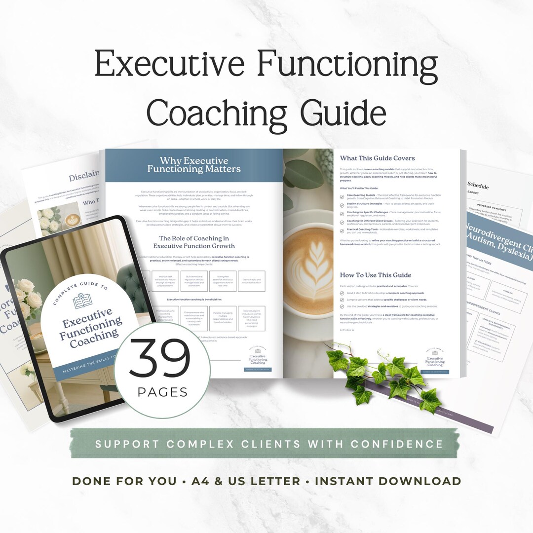 Executive Function Coaching Workbook Canva Template | Life Coach ...