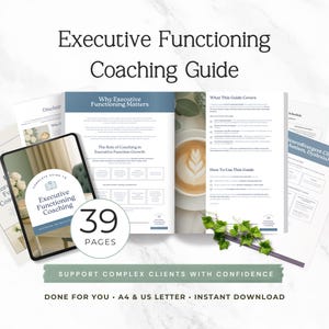 Plantilla de Canva para el cuaderno de trabajo de coaching de funciones ejecutivas / Kit de herramientas de coaching de vida para TDAH, concentración, gestión del tiempo, planificación de tareas y apoyo al cliente P2