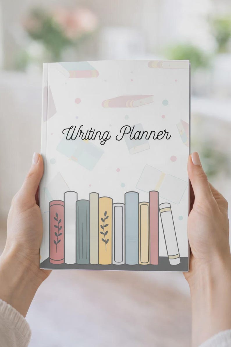 writing planner printable pdf for authors and novel writers
book writing planner with plot and character development pages
