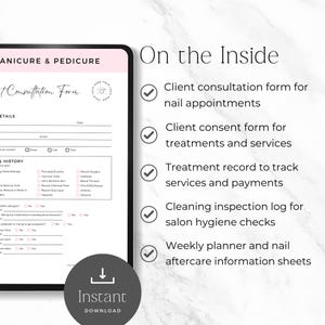 manicure pedicure client consultation form printable
nail salon client record forms printable