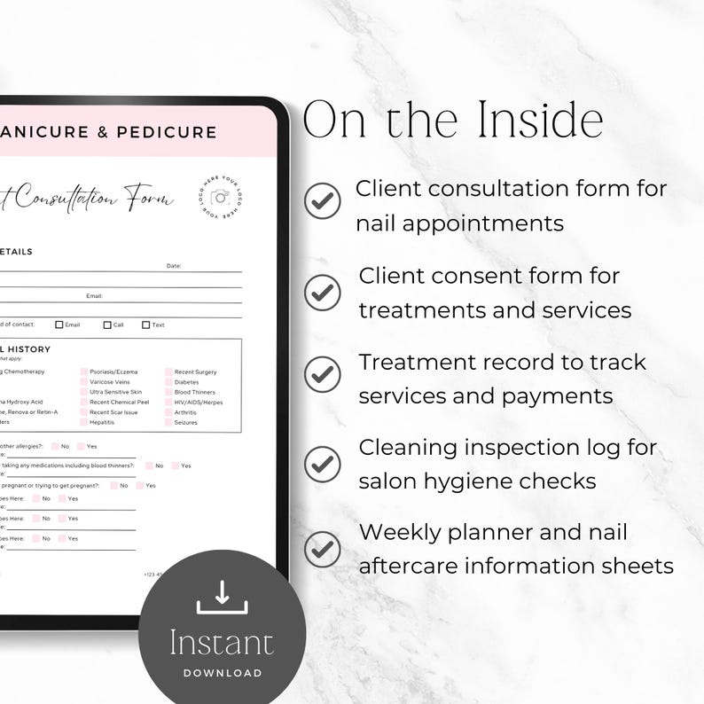 manicure pedicure client consultation form printable
nail salon client record forms printable