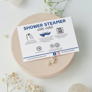 Editable Shower Steamer Care Card Template Shower Mist Instructions Printable Shower Fizzer ...