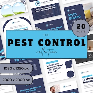Pest Control Social Media Post Template Bundle Exterminator Instagram Templates Pest Controller Marketing Bundle Editable Canva Template