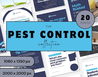 Pest Control Social Media Post Template Bundle Exterminator Instagram Templates Pest Controller Marketing Bundle Editable Canva Template