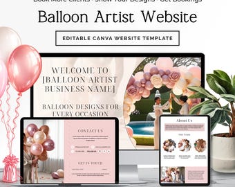 Balloon Website Template, Canva Website Template, Balloon Artist Website, Balloon Business Website, Editable Booking Site, Sprint 1