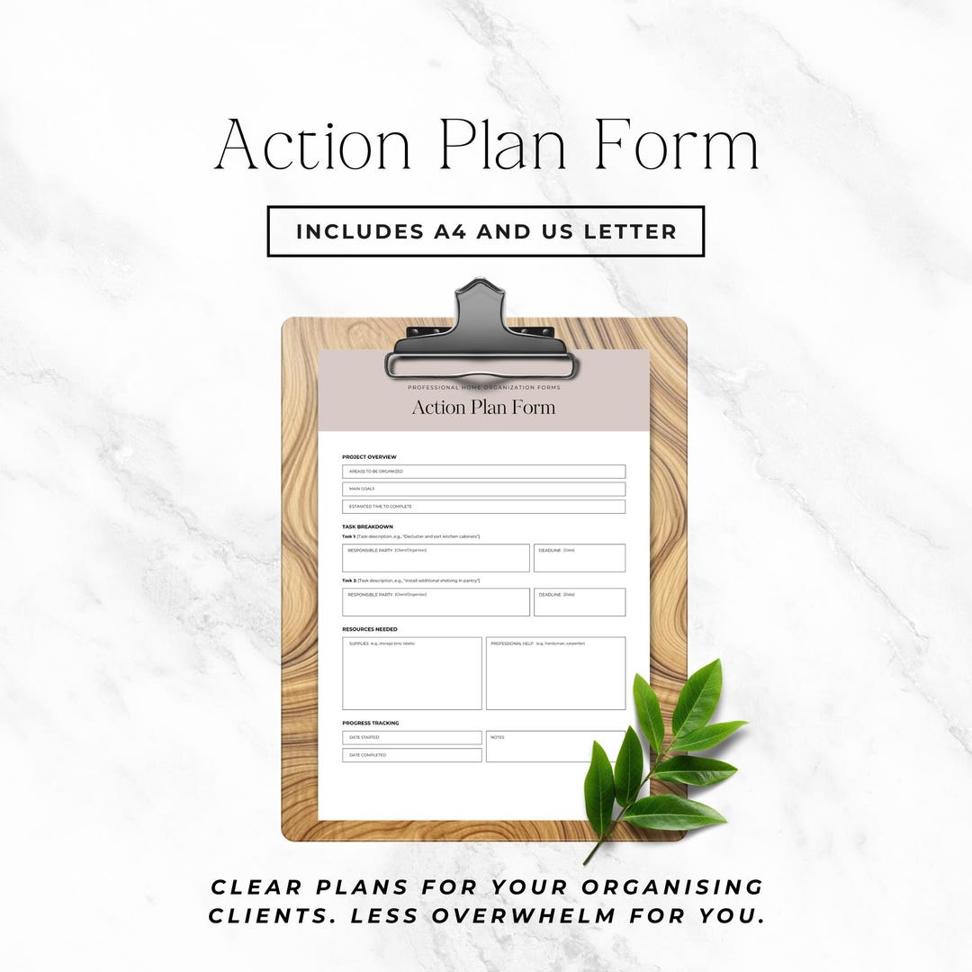 Professional Organizer Action Plan Form, Editable Canva Template, Home ...