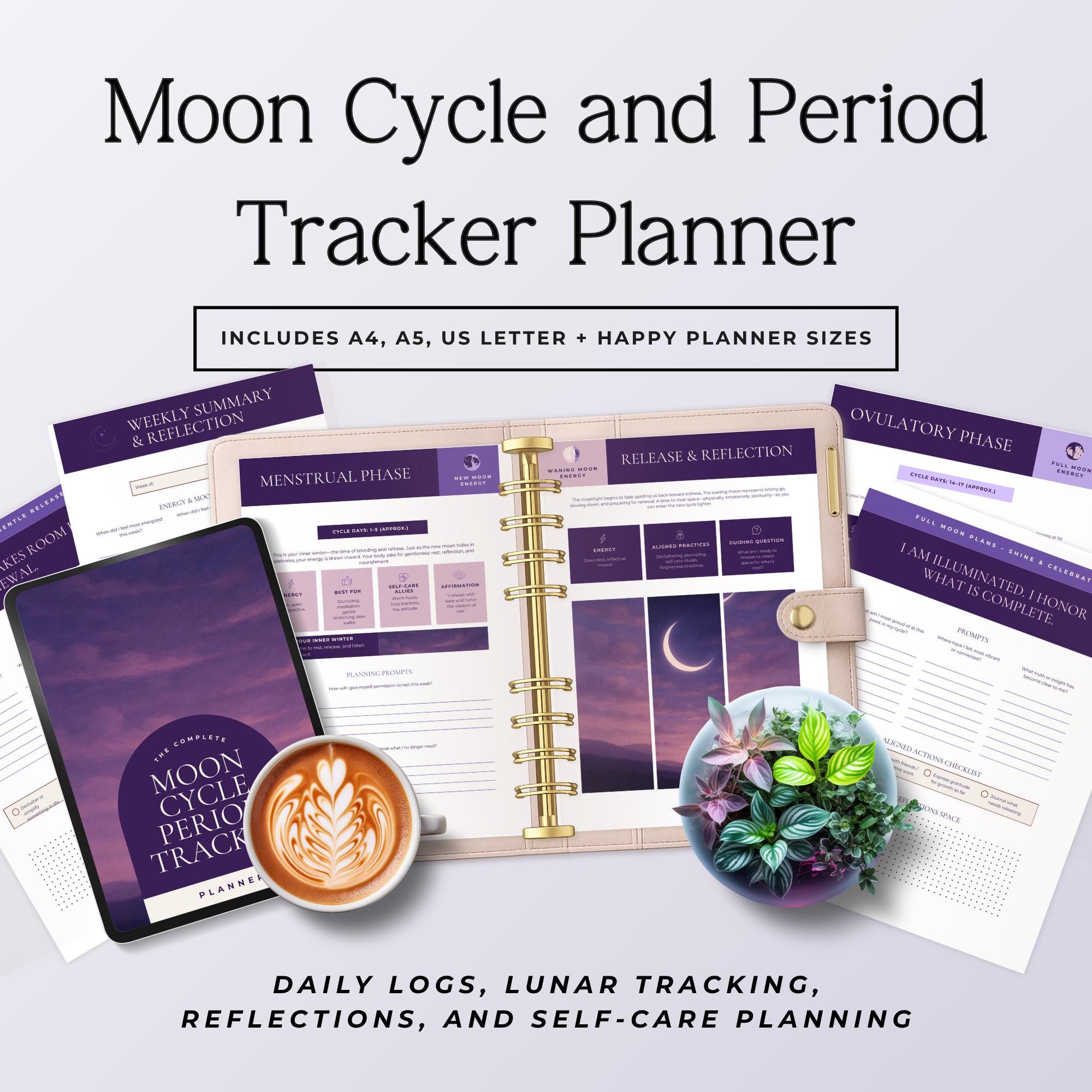 Period Tracker Printable, Moon Cycle Tracker PDF, Lunar Cycle Planner ...