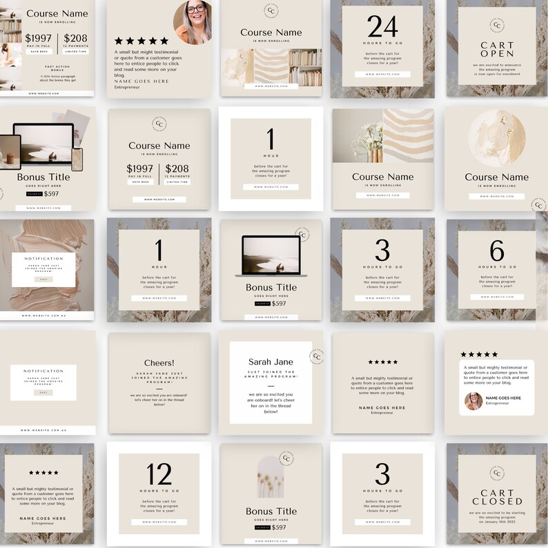 editable Canva templates for entrepreneurs
social media templates for course promotion