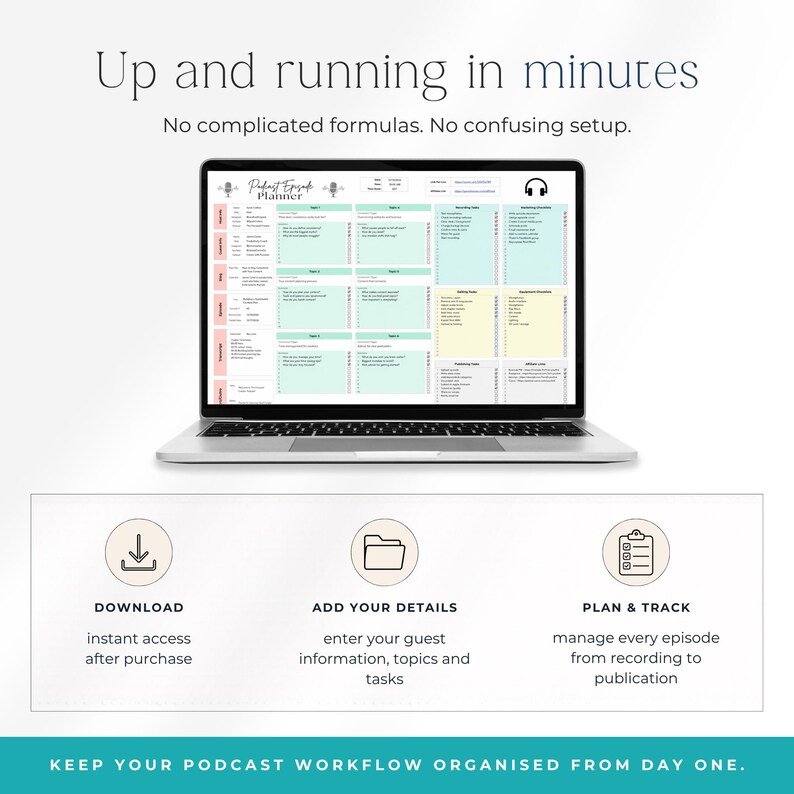 Podcast Planner Google Sheets | Podcast Organizer | Podcast Content ...