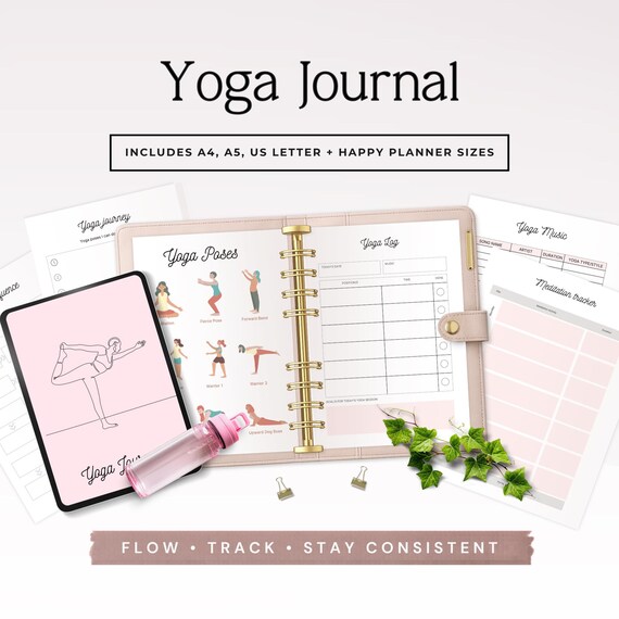 Yoga Journal, Digital Yoga Planner, Mindfulness Tracker PDF, Meditation Log, Goodnotes Wellness Journal Phase 2