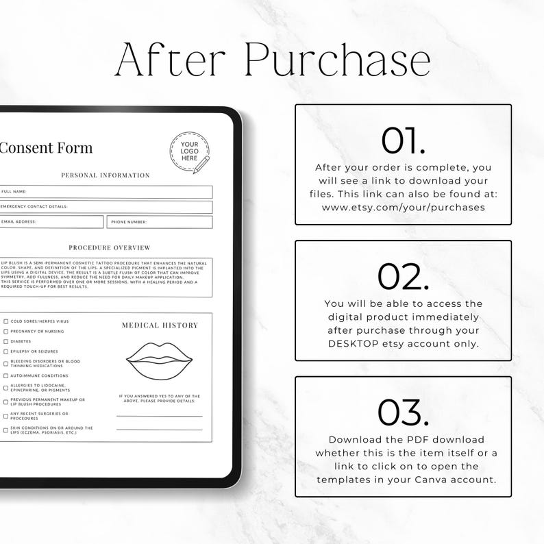 Lip Blush Consent Form Template, PMU Client Intake Form Canva Editable ...