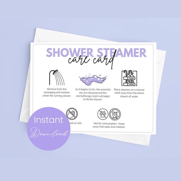 Shower Steamer Care Card - Etsy