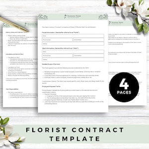 Wedding Florist Contract Template, Editable Event Forms, Digital Download, Floral Services Agreement, Client Agreement for Floral Business