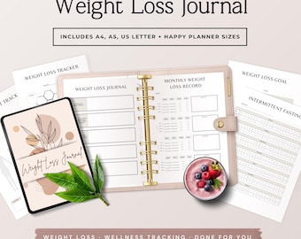 Weight Loss Planner Printable, Weight Loss Journal for Women, Fitness Tracker, Meal Planner, Habit Tracker, Wellness PDF Phase 3