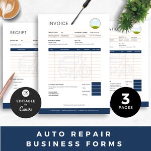 Auto-Reparatur-Business Forms Bundle-Job Es gibt Vorlage für Mechaniker Bearbeitbare Auto-Techniker-Service Estimation für Mechaniker-Zitat Canva
