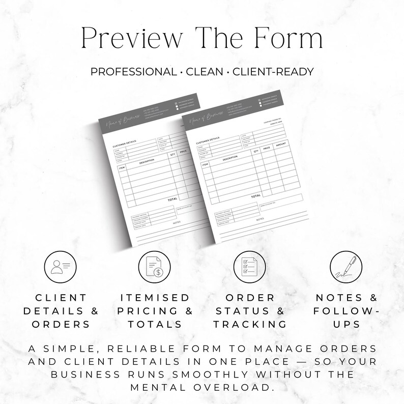 Editable Order Form for Small Business, Canva Order Tracking Template ...