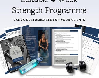 Personal Trainer Workout Plan | 4 Week Strength Program | Editable Canva Client Plan | Client Program Template | Online Coach | A4 US Letter