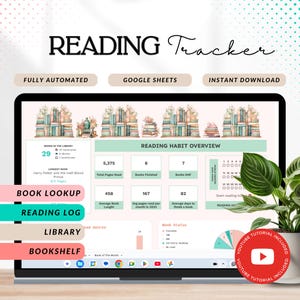 Book Tracker Fogli Google Tracker di lettura Modello di foglio di calcolo per recensioni di libri Libreria digitale per la lettura Elenco di libri Regalo per amanti dei libri