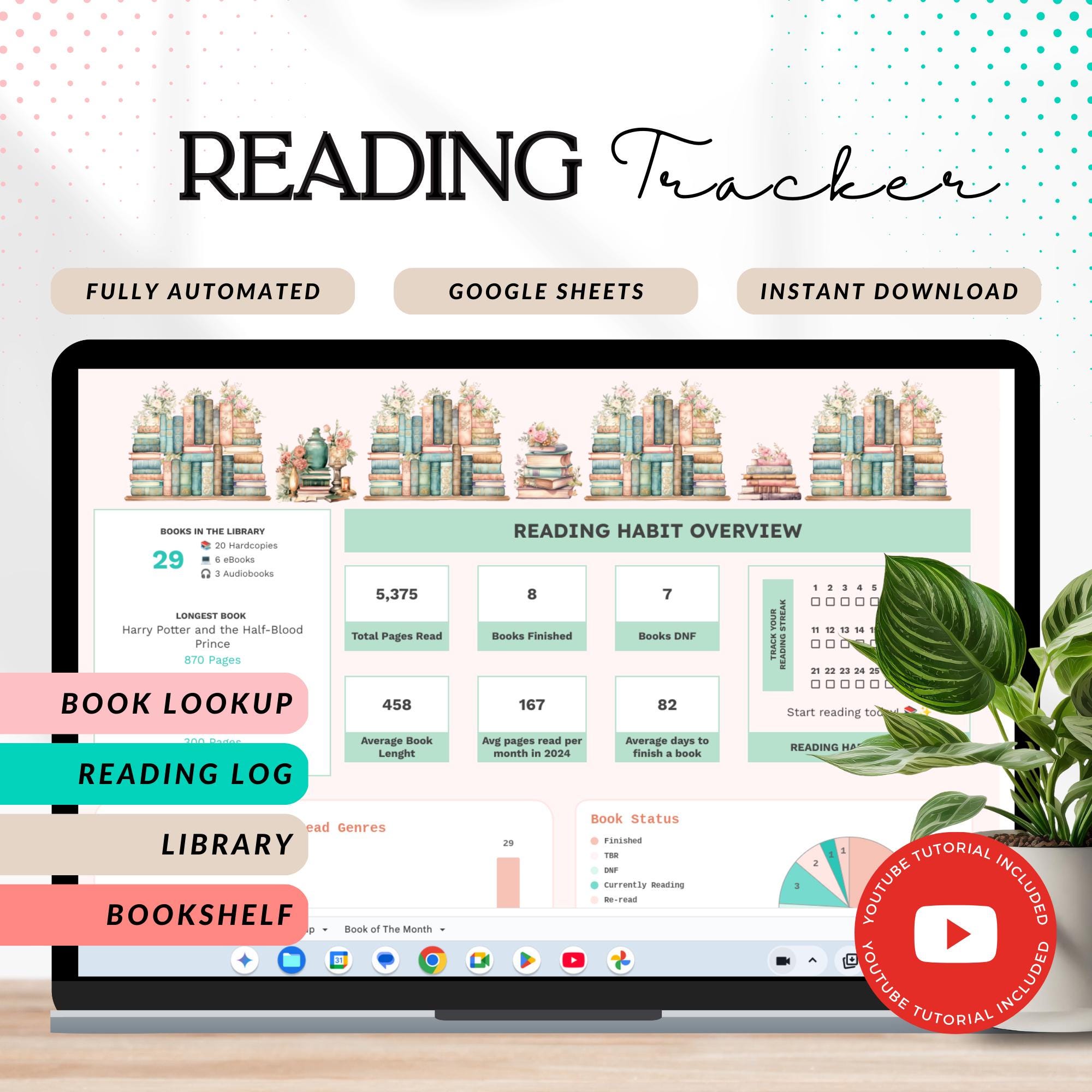 Book Tracker Spreadsheet Google Sheets, Reading Tracker Spreadsheet ...