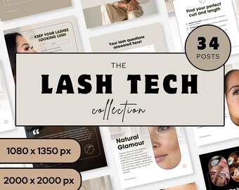 Lash Instagram Templates, Editable Canva Social Media Posts for Lash Techs, Eyelash Extension Marketing Kit P2