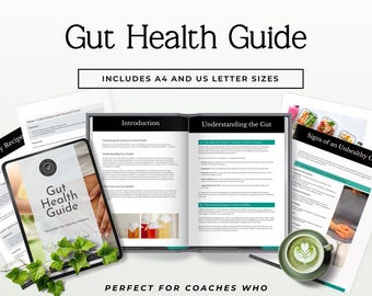 Gut Health Ebook Template, Editable Canva Guide for Nutrition Coaches, Client Education Resource, Wellness Lead Magnet Sprint 1