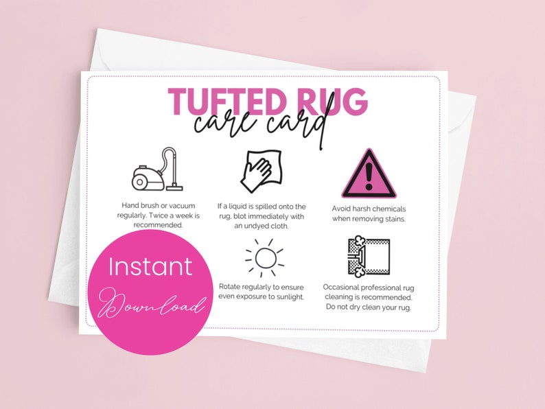 Tufted Rug Care Instructions for Tufting Rug Care Card Tufting Etsy