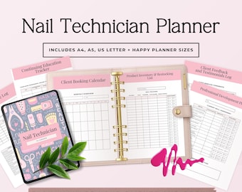 Nail Tech Planer Printable, Nagel Bestandsplaner, Salon Business Organizer, Kundenlogbuch, Income Expense Tracker, Beauty Planer P2