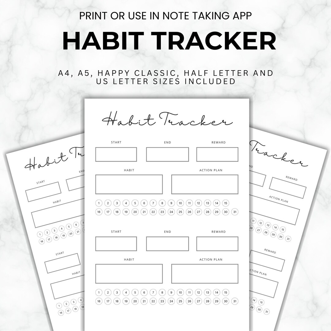 Habit Tracker Printable Daily Routine Tracker Productivity Log Goal ...