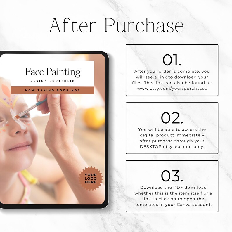 face painting business starter portfolio Canva
customisable face painting service brochure template