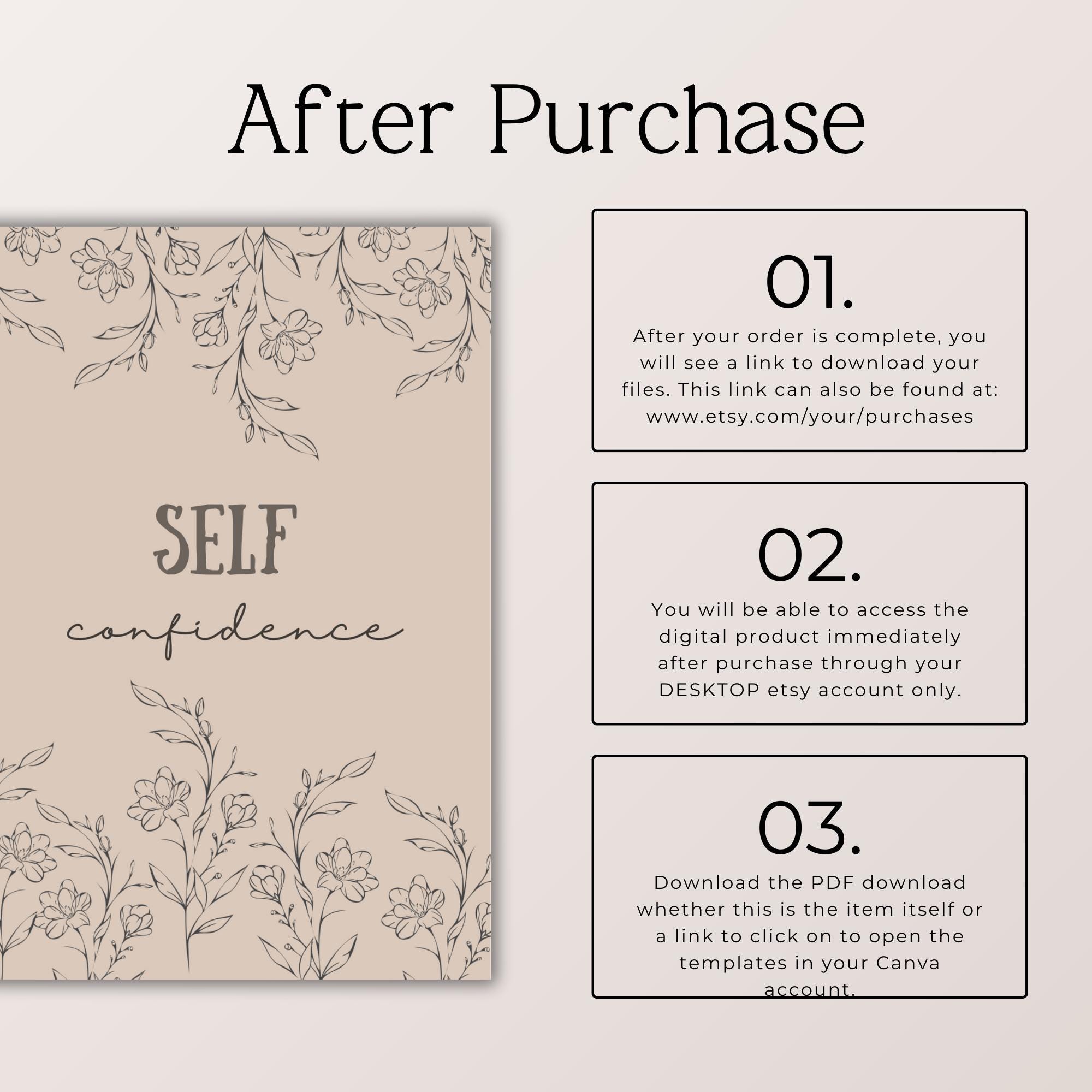Self Confidence Journal Printable, Self Esteem Workbook PDF, Guided ...