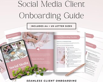Plantilla de incorporación para gestores de redes sociales, paquete de bienvenida para clientes en Canva, paquete de incorporación para clientes freelance, guía para asistentes virtuales P2
