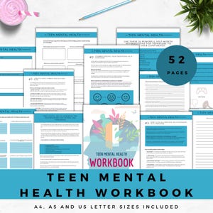 Teen Mental Health Workbook Teenager Therapy Worksheets for Adolescent Self Help Planner Printable Boundary Setting Exercises for Teens