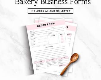 Bakery Order Form Bundle | Cake Order Form | Bakery Invoice Template, Price List & Order Tracker | Editable Canva | A4 and US Letter, Sprint