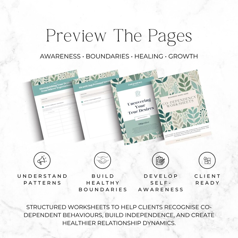 Codependency Workbook PDF, Therapy Worksheets Bundle, Boundary Setting ...
