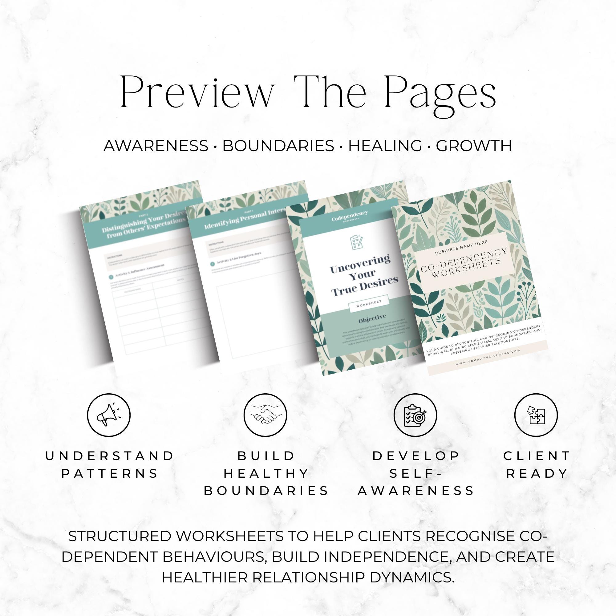 Codependency Workbook PDF, Therapy Worksheets Bundle, Boundary Setting ...
